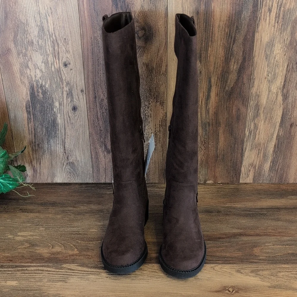 A New Day Hattie Dark Brown Over the Knee Heeled Boots 8 M195